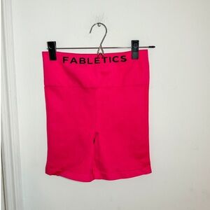 Fabletics high rise bike shorts, pink, size small